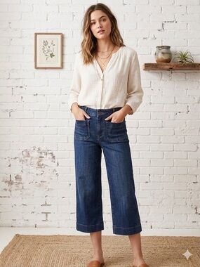 Chico’s Wide Leg Crop Jeans - Dark Blue